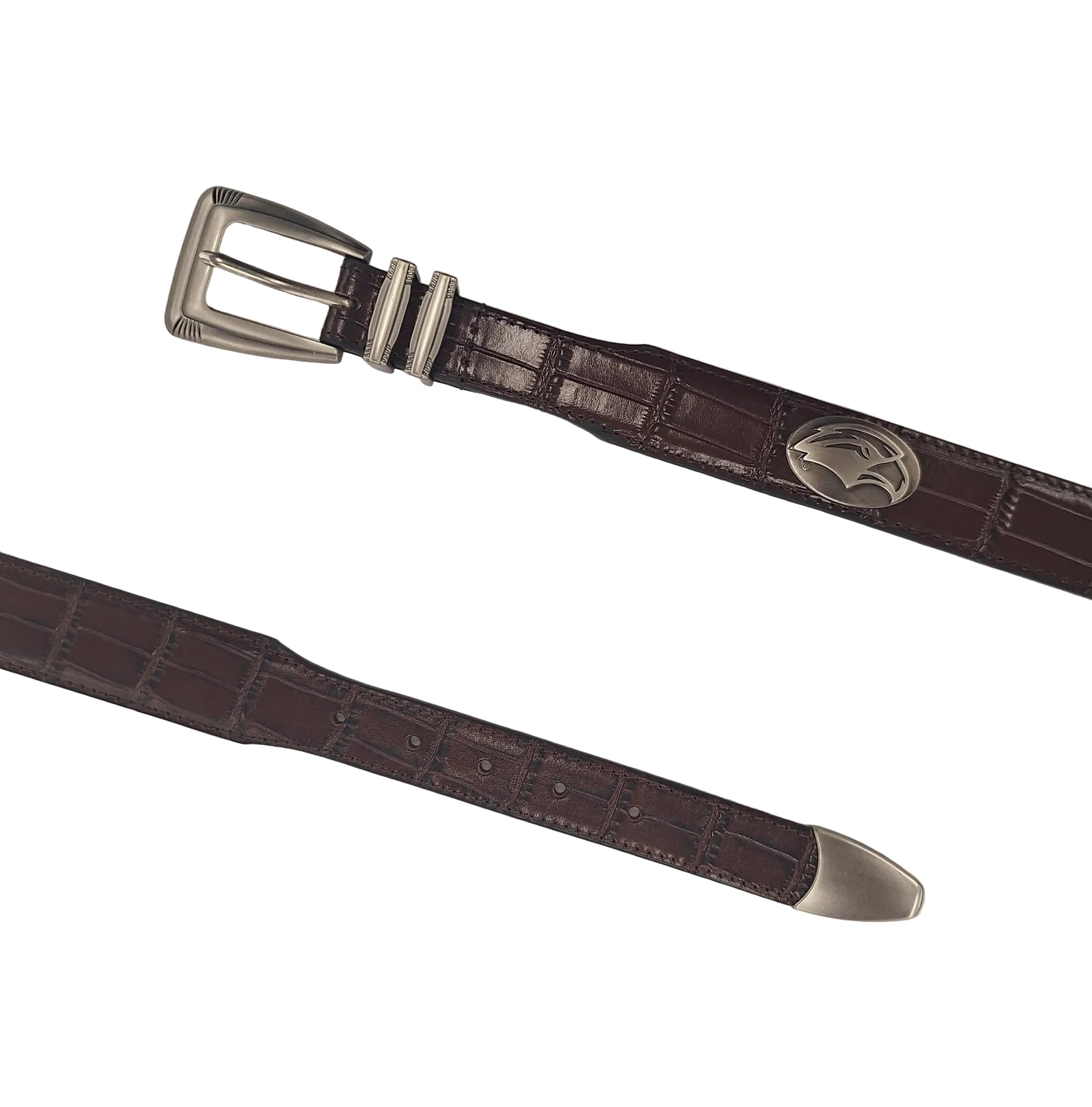 Crocodile Leather Belt Eagle Head Concho
