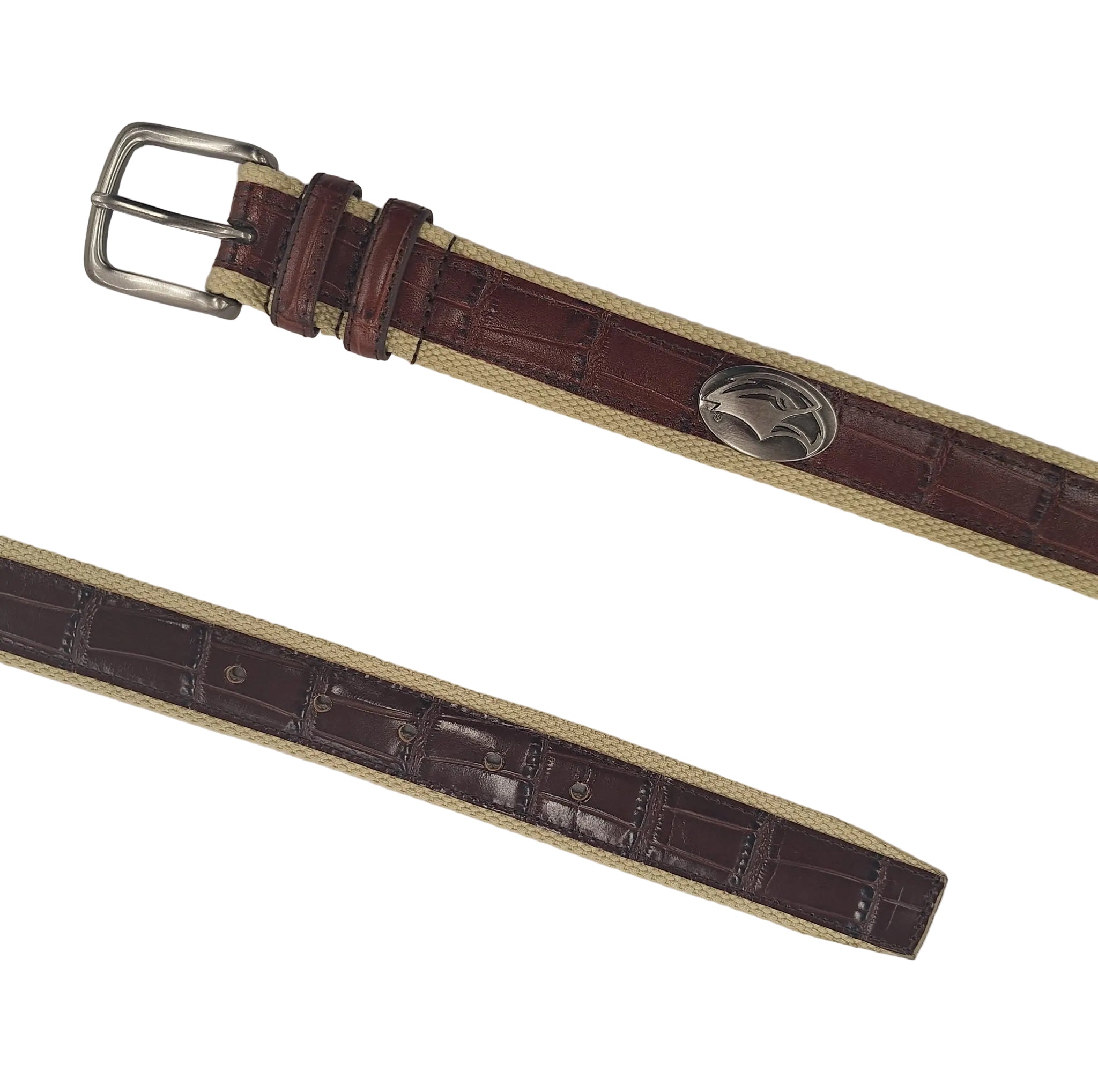 Crocodile Leather Belt Eagle Head Concho