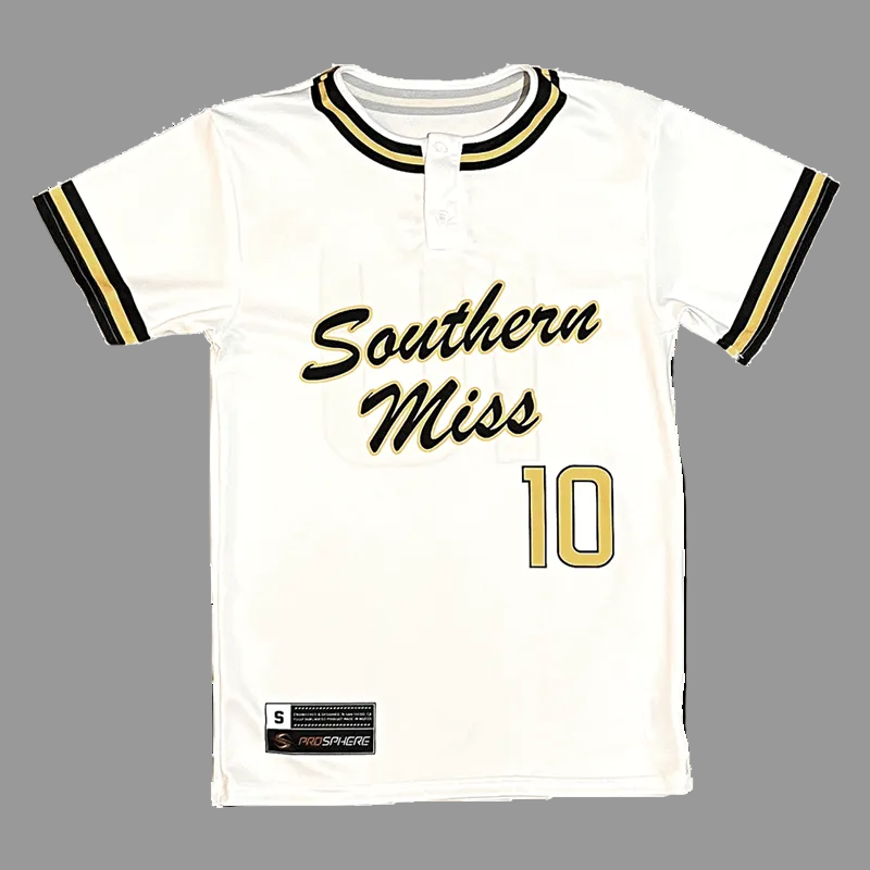 Jersey Short Sleeve 2 Button Southern Miss Script 10
