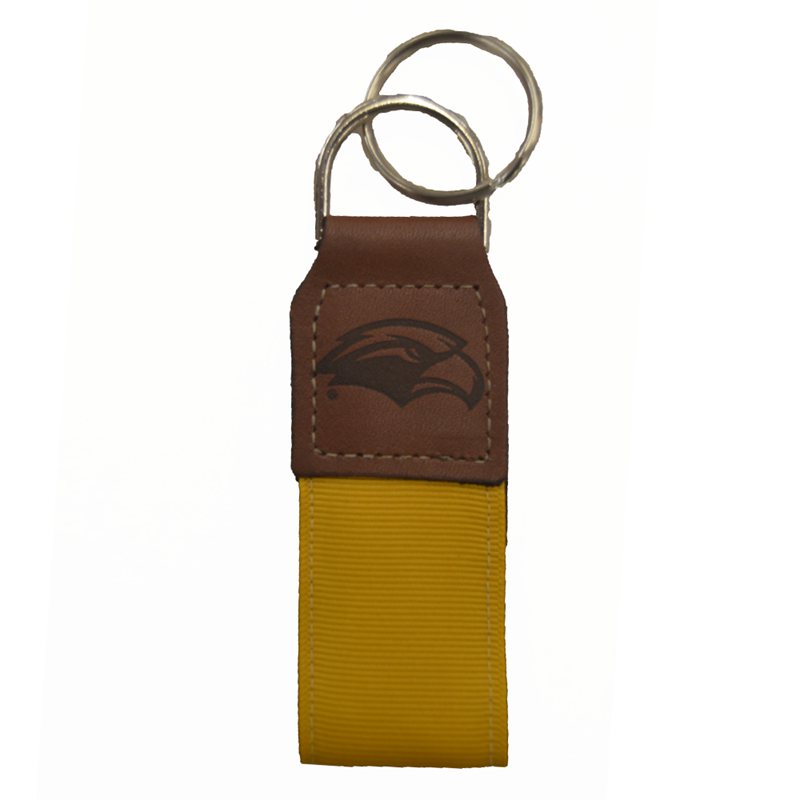 Keychain Ribbon Strip-Leather Embossed Eagle Head