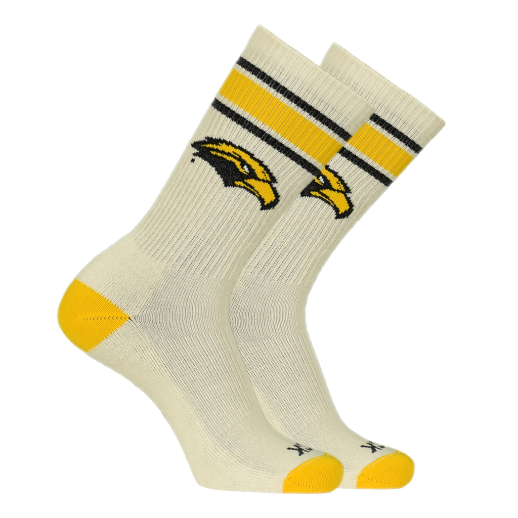 Men's Vintage Stripe Crew Pattern Sock with Eagle Head