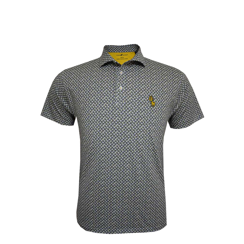 Horn Legend Men's Polo Bamboo Charcoal Petal Print Stacked USM
