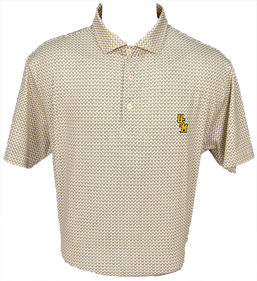 Horn Legend Polo Men's Performance Bamboo Gold Baseball Pattern Stacked USM