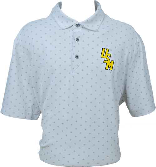 Cutter & Buck Men's Polo Virtue Eco Pique Tile Print with Stacked USM