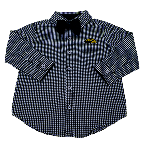 Toddler Button Down Shirt Gingham Black Bowtie Eagle Head