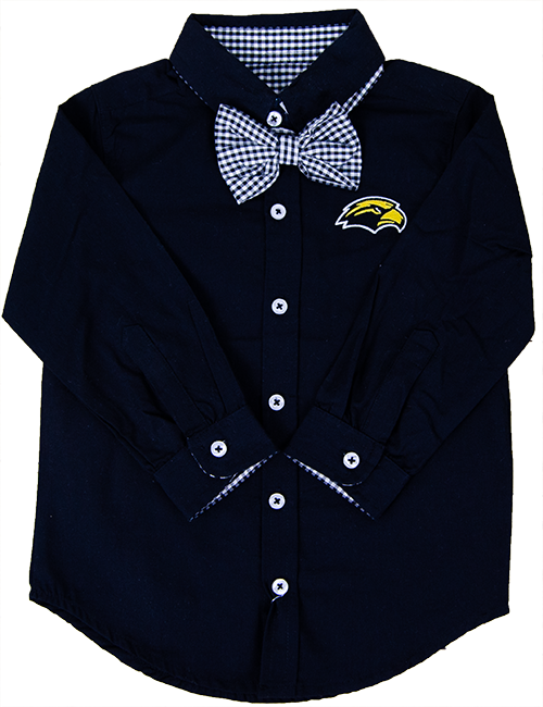 Toddler Button Down Shirt Gingham Bowtie Eagle Head
