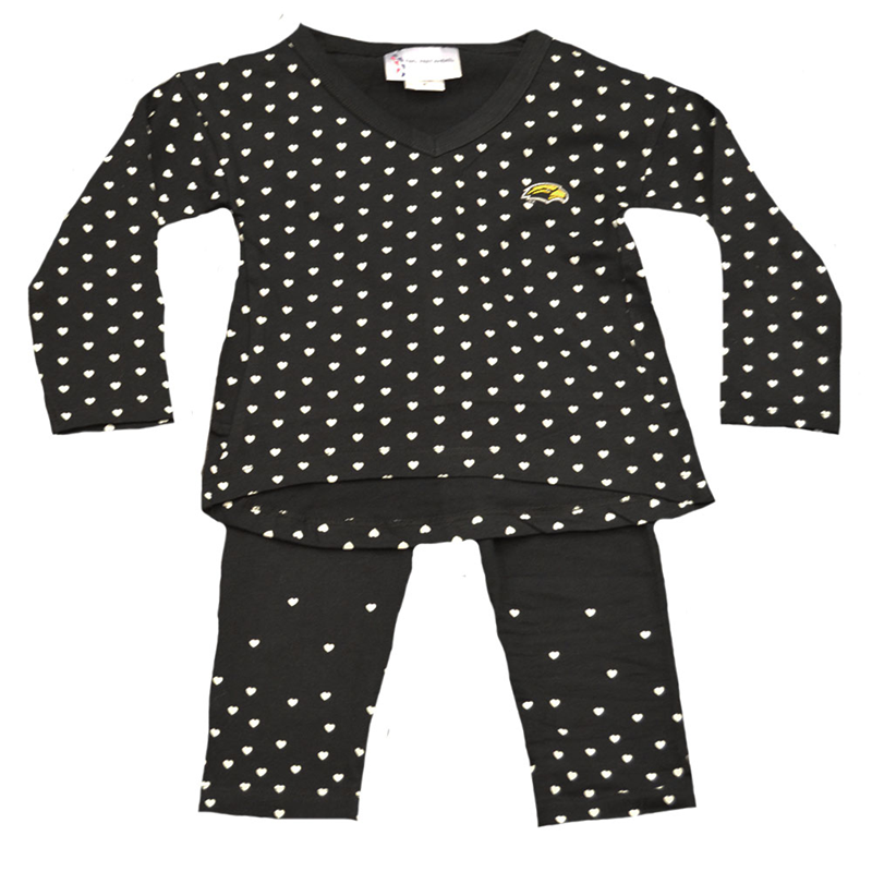 Toddler Girls 2 Piece Short Pant Set Eagle Head Heart All Over