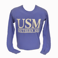 T-Shirt Long Sleeve Full Front University Of Southern Mississippi Bar Flo Blue