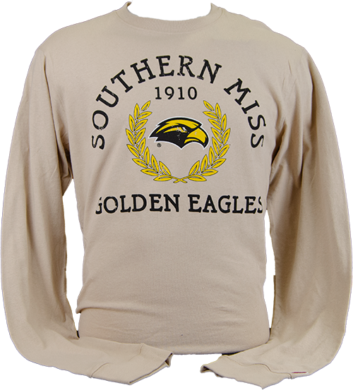 T-Shirt Long Sleeve Washed Southern Miss 1910 Eagle Head Golden Eagles