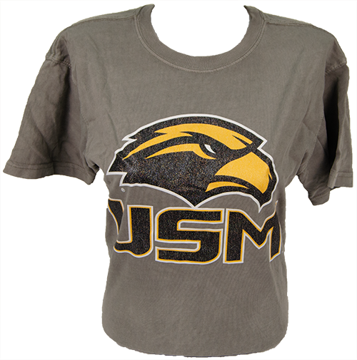 Women's T-Shirt Short Sleeve Coastal Color Eagle Head Glitter