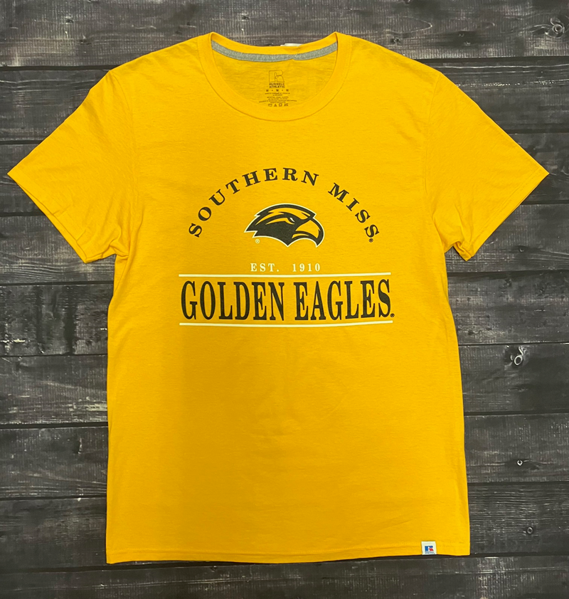 T-Shirt Short Sleeve Essential Southern Miss Eagle Head Est 1910 Bars Golden Eagles