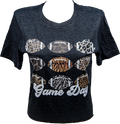 T-Shirt Short Sleeve Game Day Footballs Animal Print