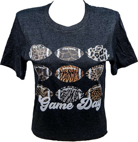 T-Shirt Short Sleeve Game Day Footballs Animal Print