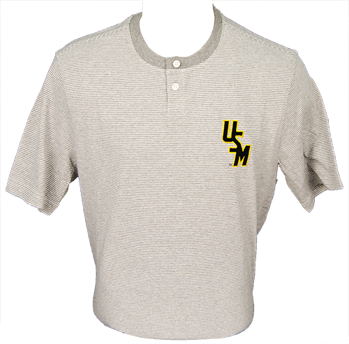 T-Shirt Short Sleeve Henley Harlow Striped White Stacked USM