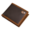 Wallet Lth Black & Brwn Trim Passcase Eagle Head Concho