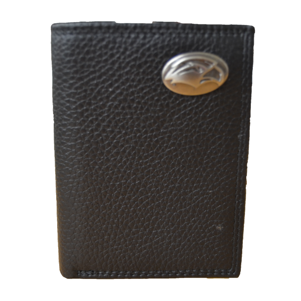 Wallet Leather Trifold Pebble Grain Eagle Head Concho