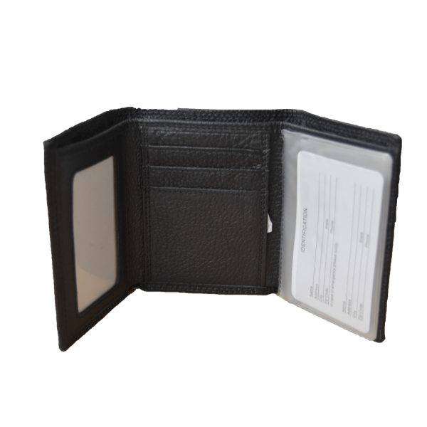 Wallet Leather Trifold Pebble Grain Eagle Head Concho