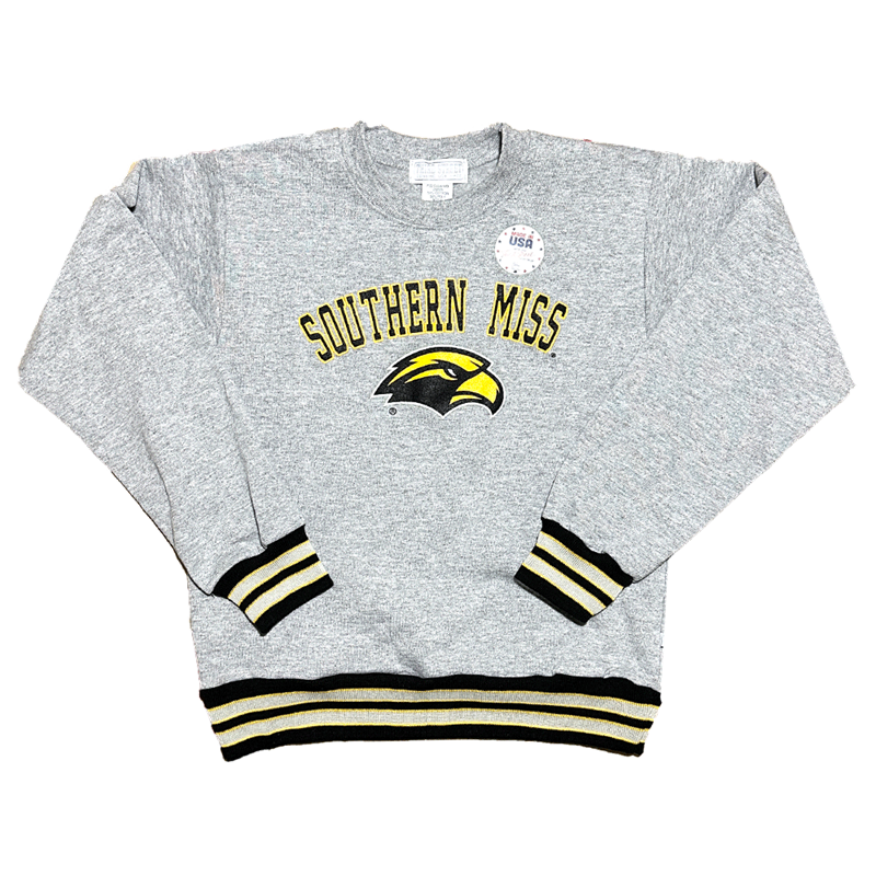 Youth Sweatshirt Crew Southern Miss Eagle Head Stripe