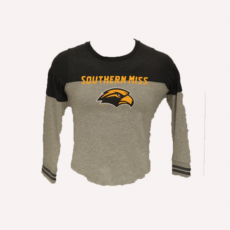 Youth T-Shirt Girls Long Sleeve Baton Southern Miss Eagle Head