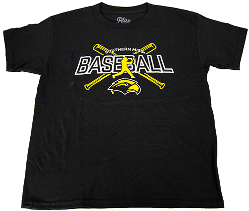 Youth T-Shirt Short Sleeve Trusty Sidekick Baseball Crossed Bats Baseball Eagle Head