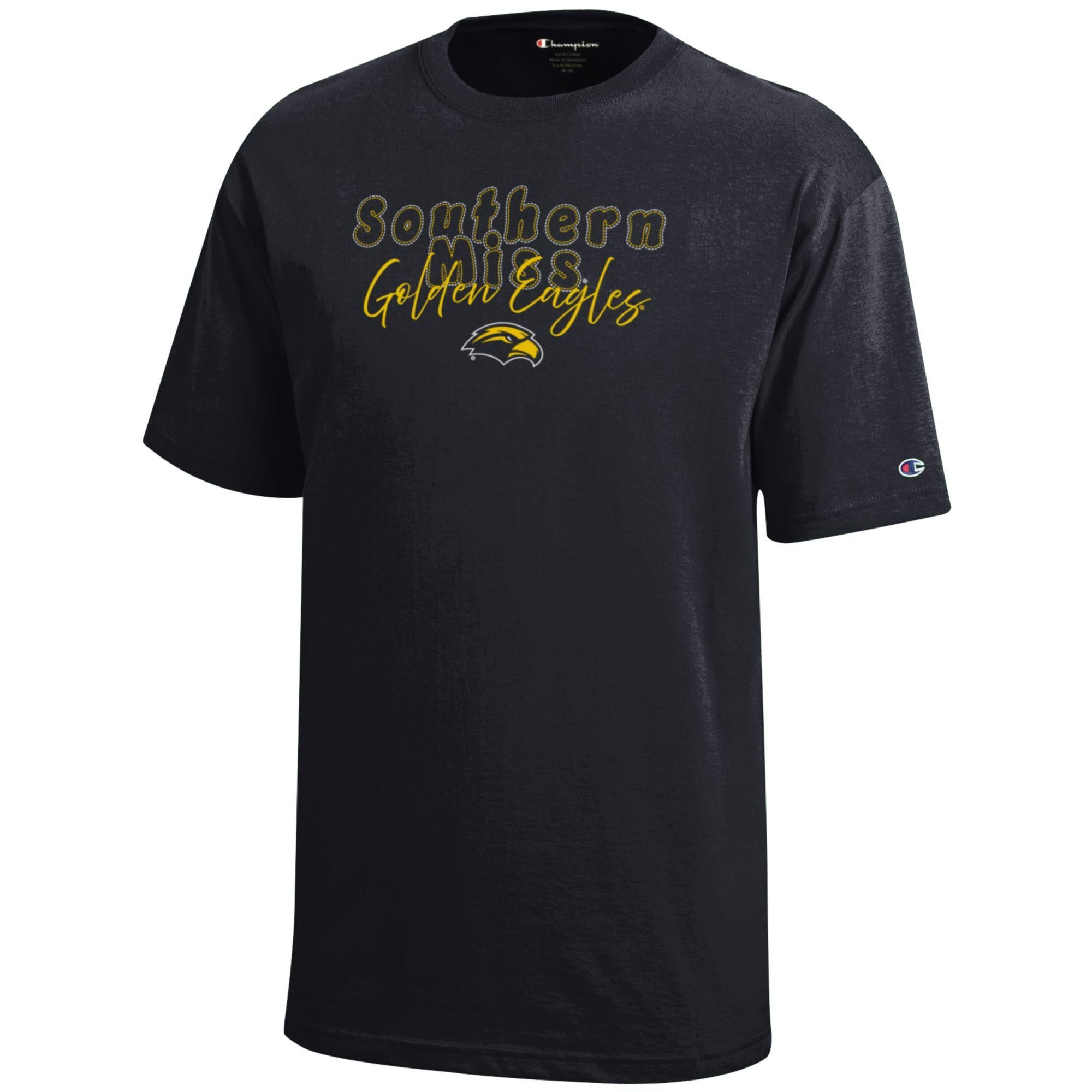 Youth Short Sleeve T-shirt Stitch Southern Miss with Golden Eagles Eagle Head