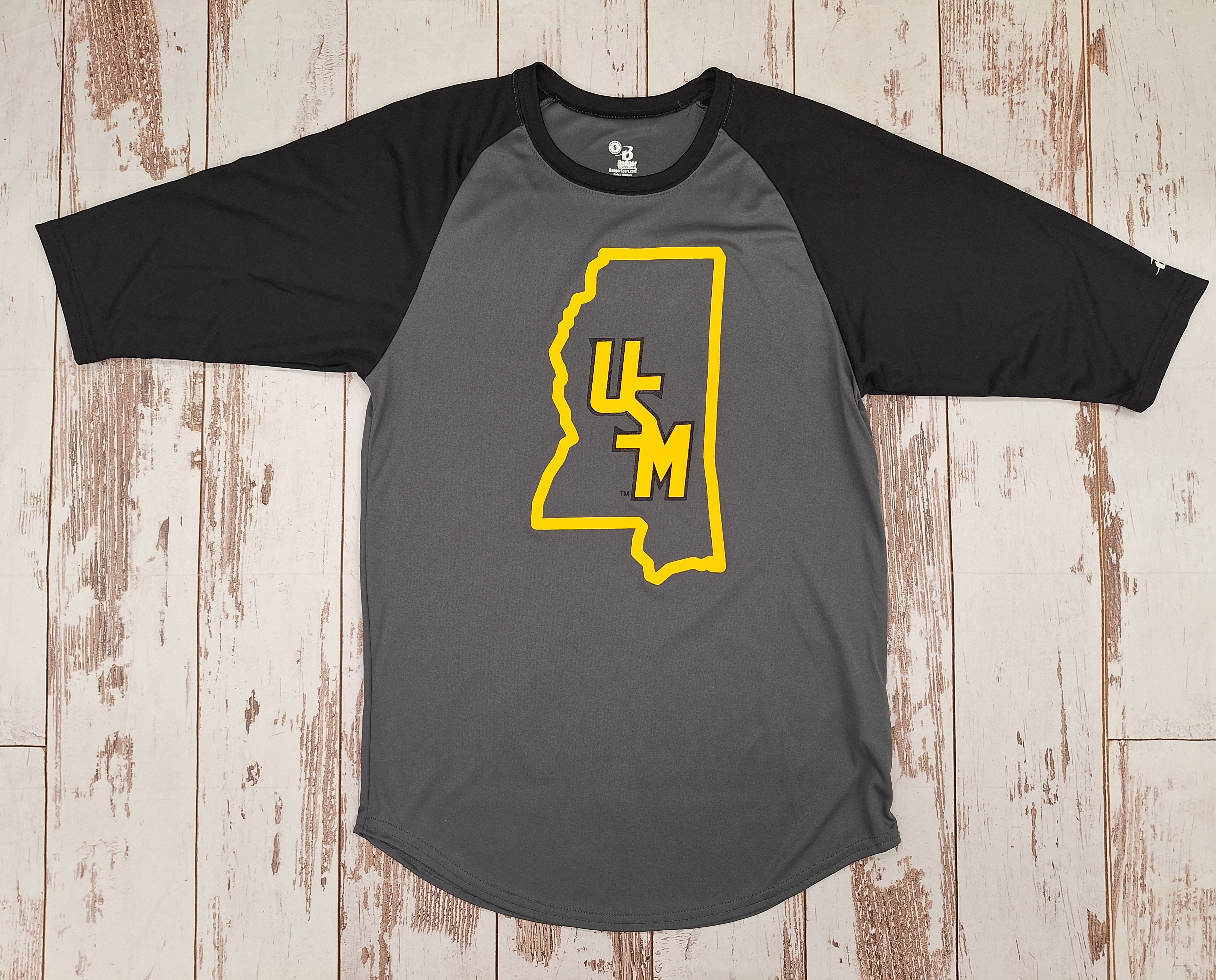 B-Core 3Q Sleeve Raglan T-Shirt with MS Outline and Stacked USM
