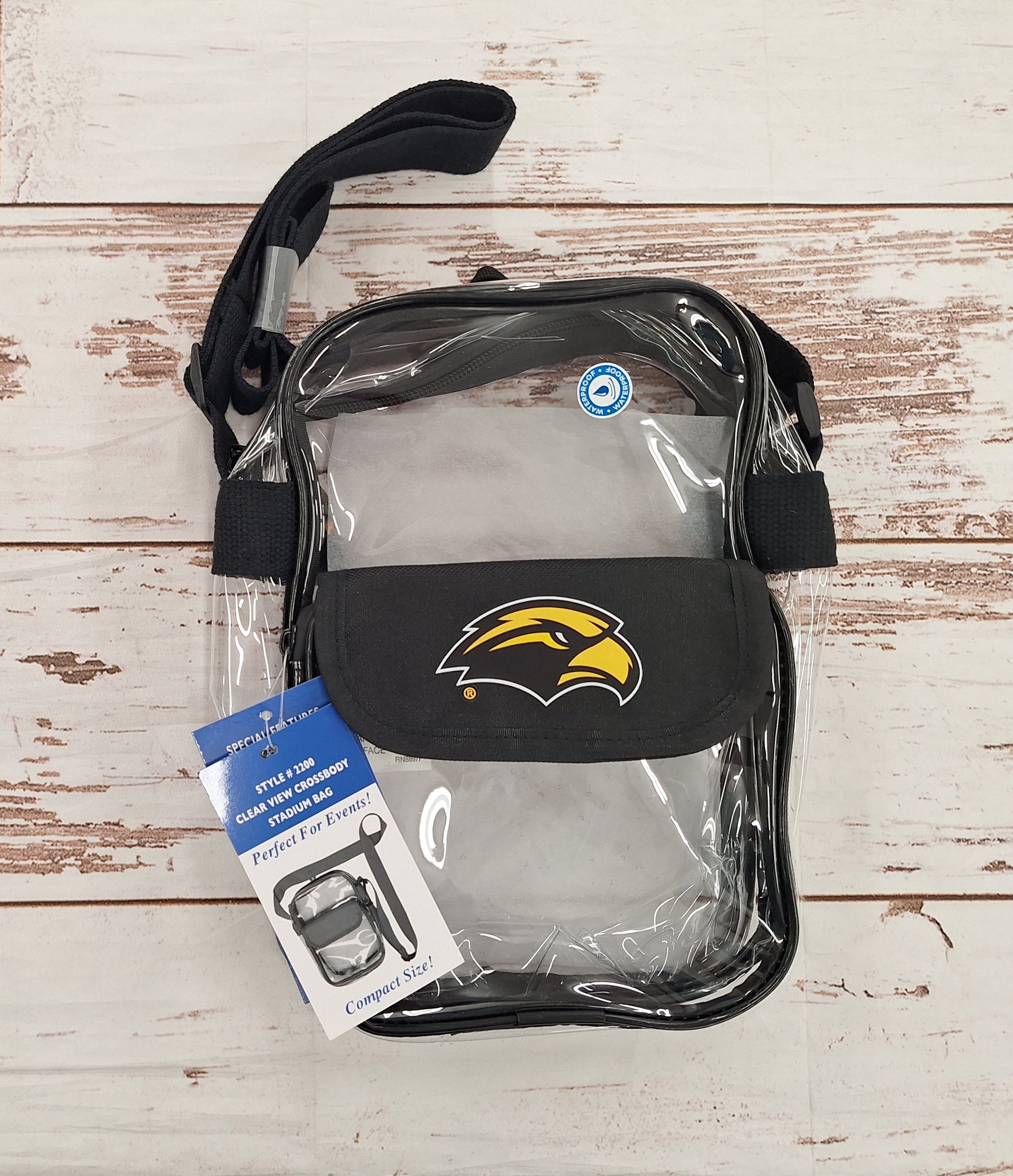 Clear Zip Front Tailgate Purse and Velcro Flap with Eagle Head
