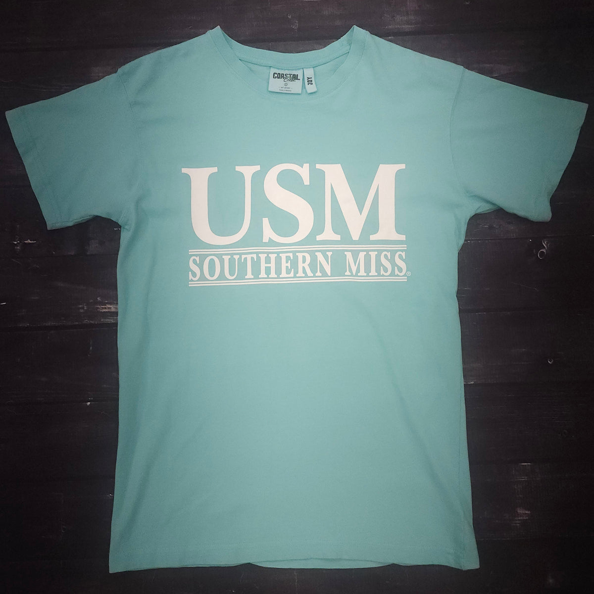 Coastal Color Short Sleeve T-Shirt with USM Bars Barbados Blue