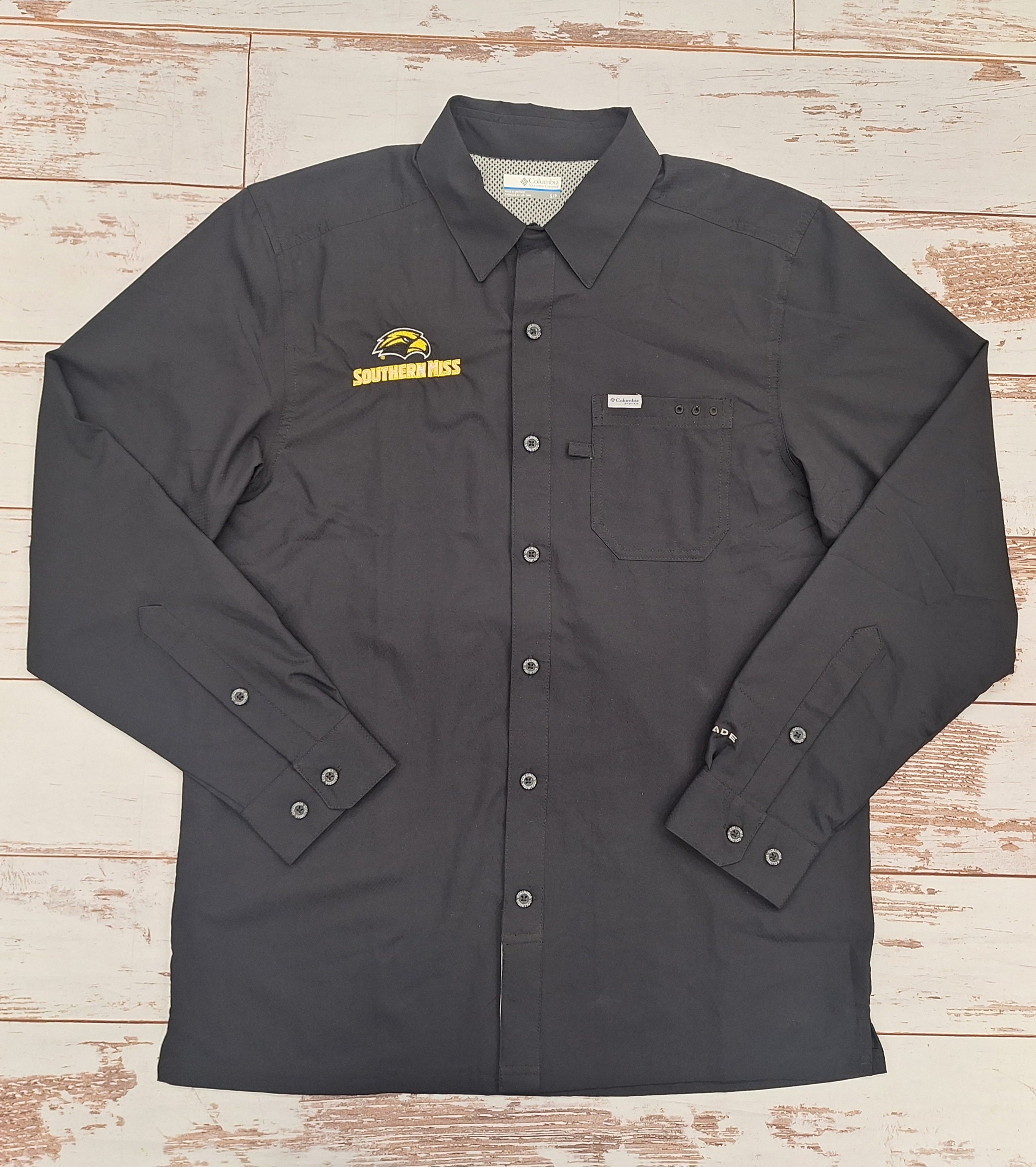 Columbia Shirt Men's Long Sleeve Slack Tide Right Chest Eagle Head Southern Miss