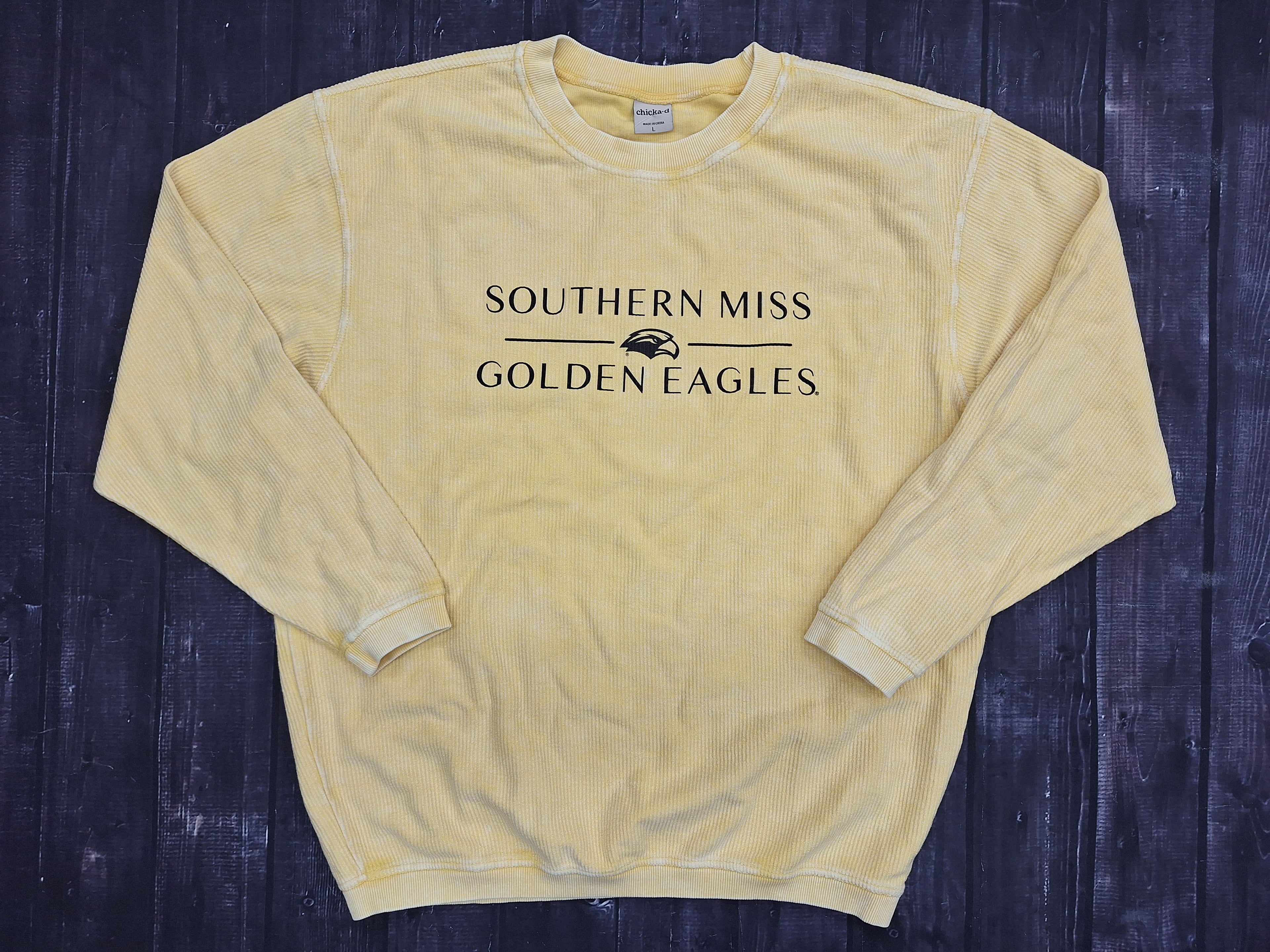 Women’s Southern Miss Corded Crewneck Sweatshirt with Eagle Head Golden Eagles