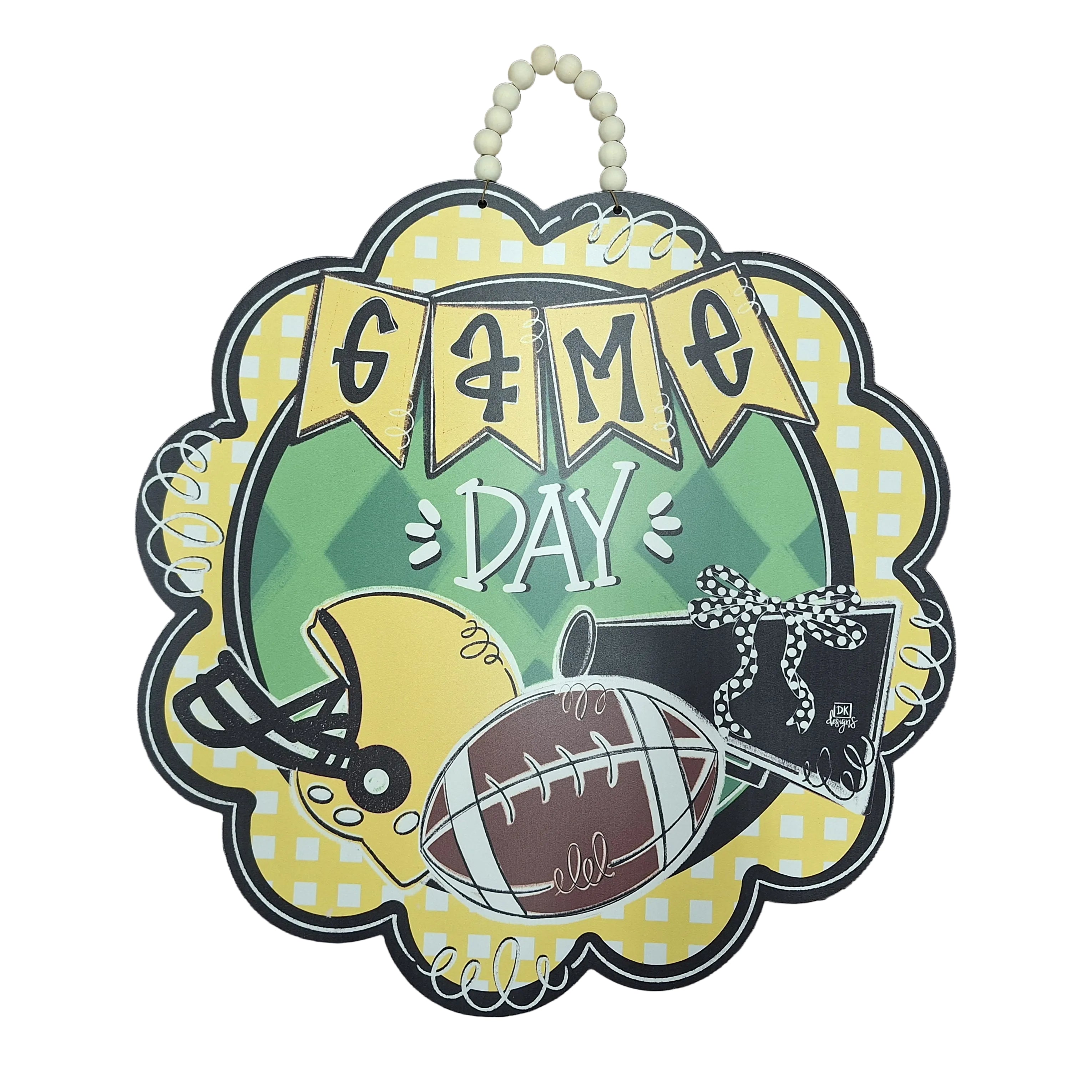 Black and Gold Game Day Scallop Door Hanger