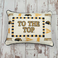 Various Logo Border Linen Pillow with To The Top and Piping