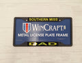 Auto License Plate Frame Southern Miss Top Dad Bottom