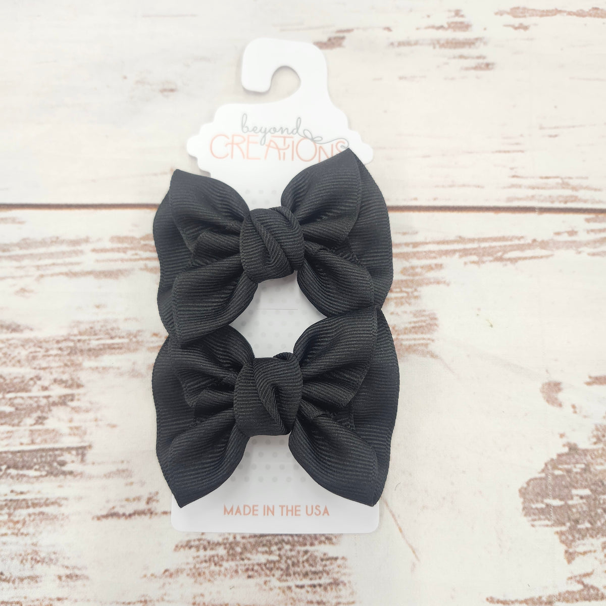 2PK Black Mini Anne Grosgrain Hair Bow Clips