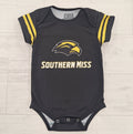 Baby Onesie with Gold Striped Sleeves