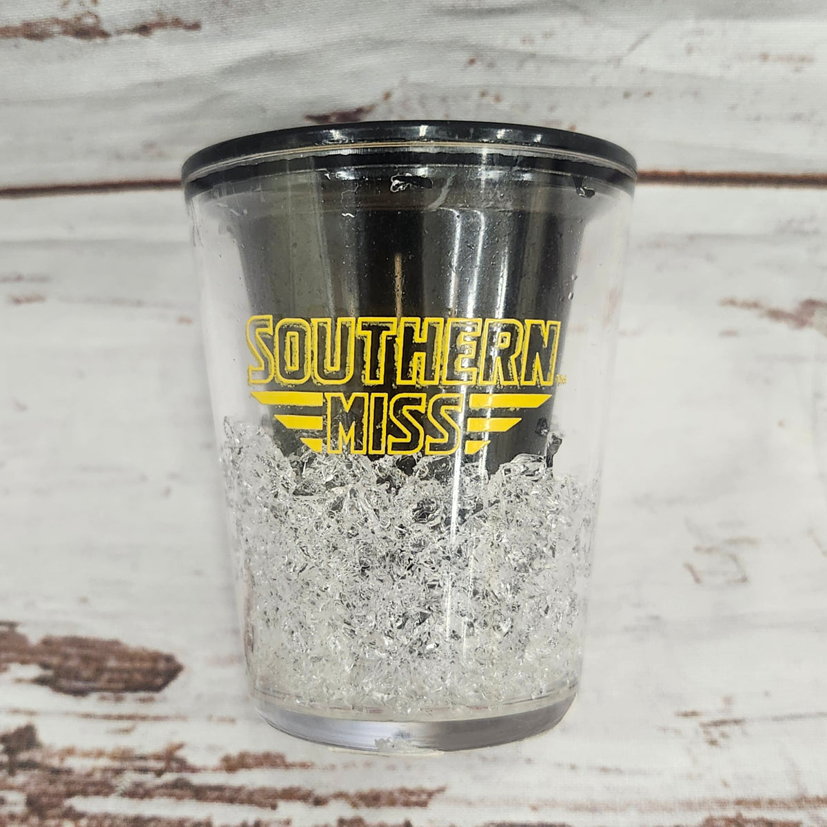Black Shot Glass with Southern Miss Bars - 1.5 oz