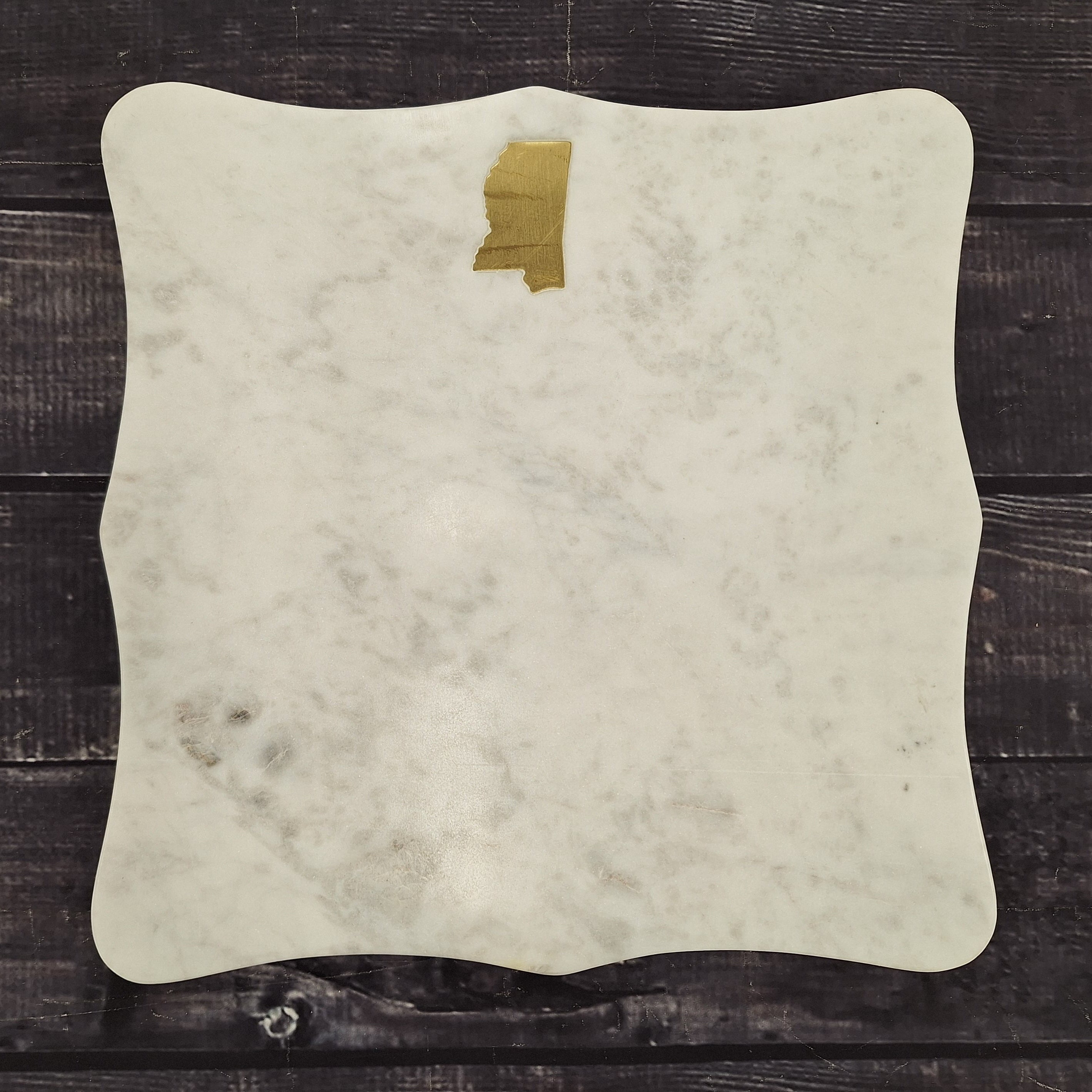 Marble Serving Board with Brass MS Emblem