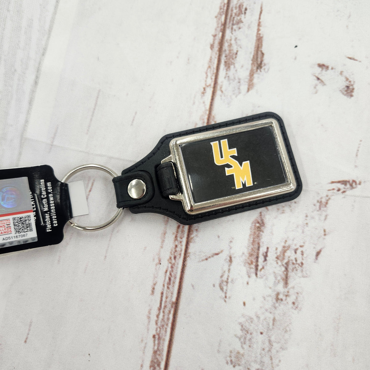 Rectangle Leather Key Fob with Stacked USM