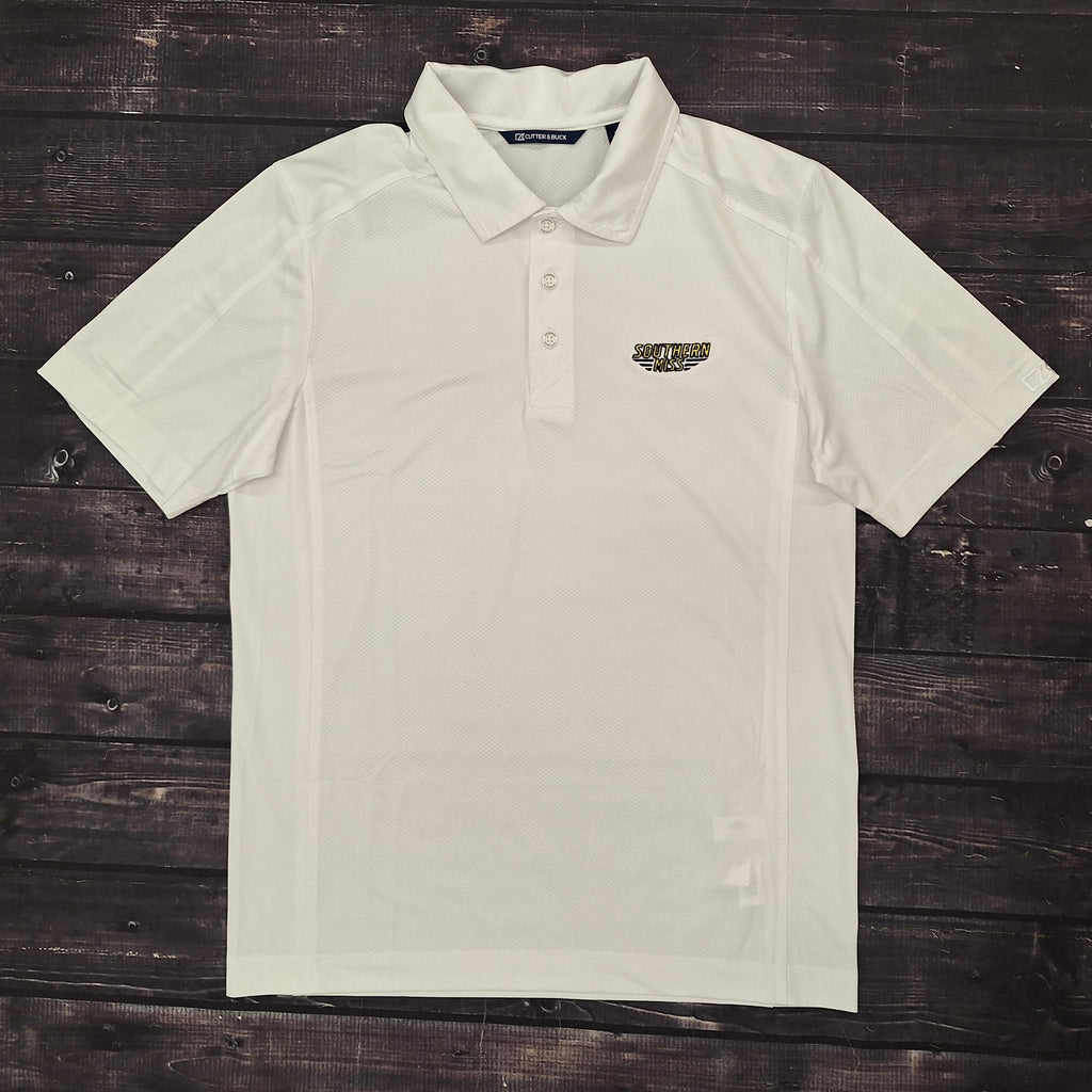 Cutter & Buck Men's Prospect Textured Stretch Polo with Southern Miss Bars