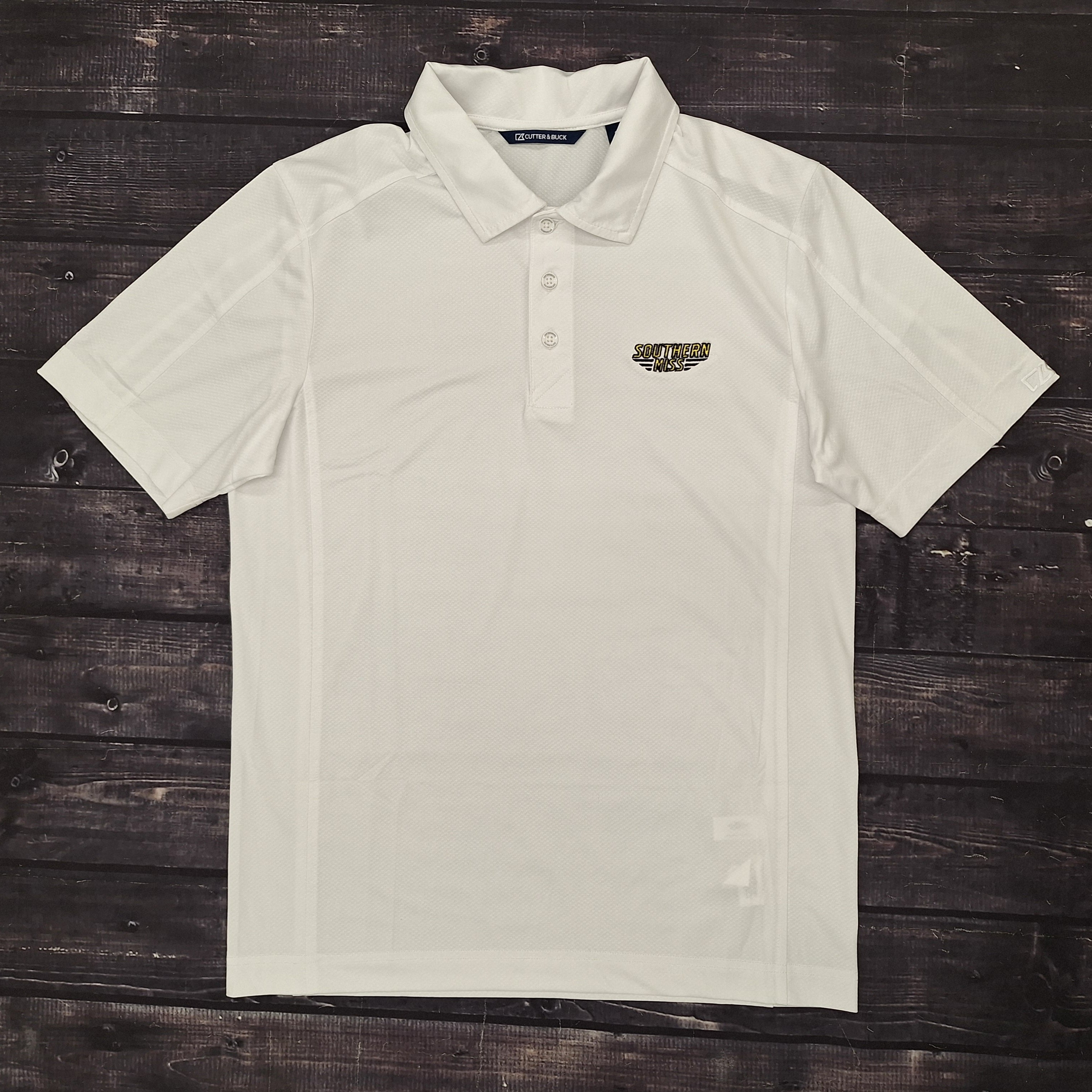 Cutter & Buck Men's Prospect Textured Stretch Polo with Southern Miss Bars