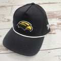 Branded Bills Baseball Cap with White Bill Rope and PVC Eagle Head Rubber Logo Laser Cut Hole Back
