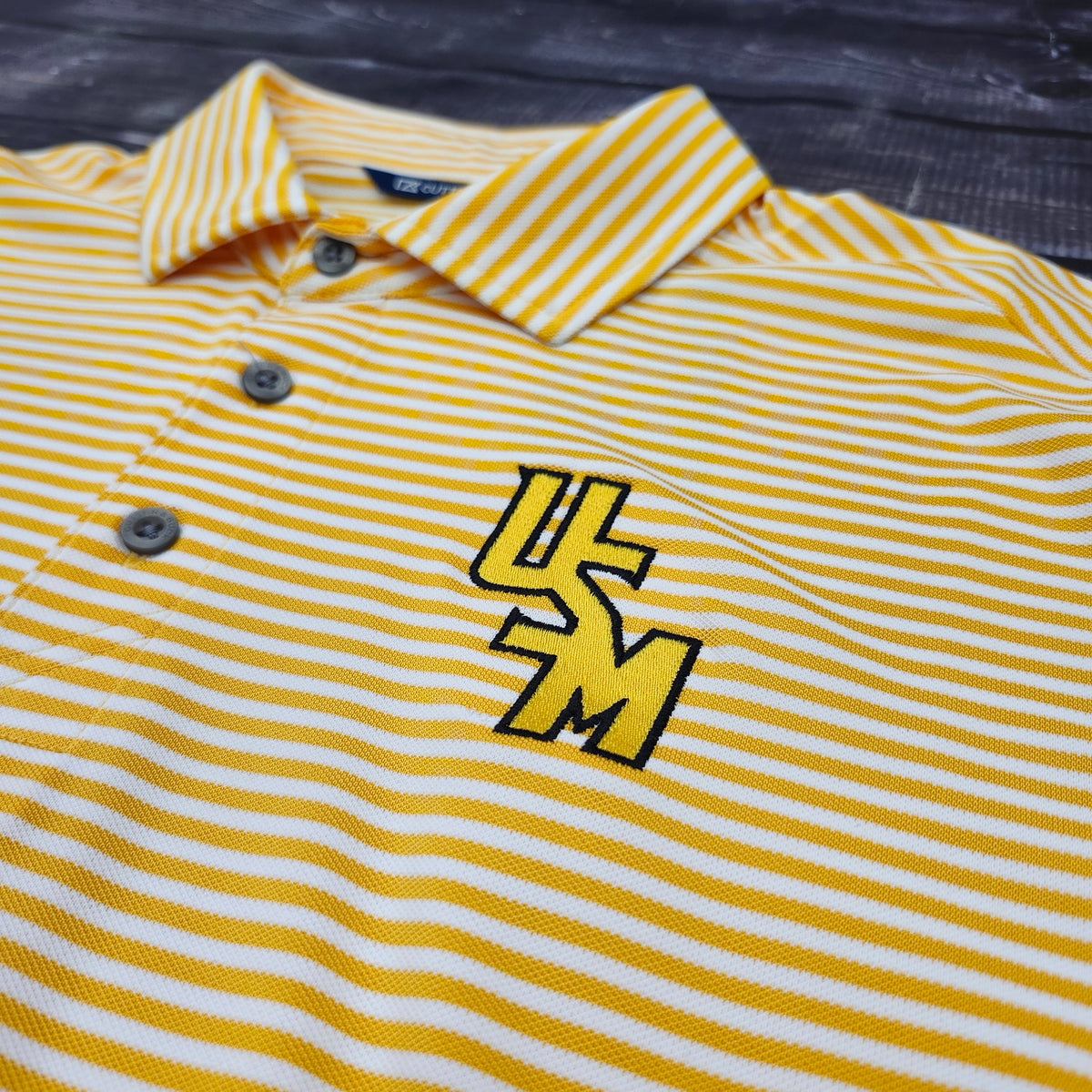 Cutter & Buck Men's Virtue Eco Pique Stripe Polo with Stacked USM