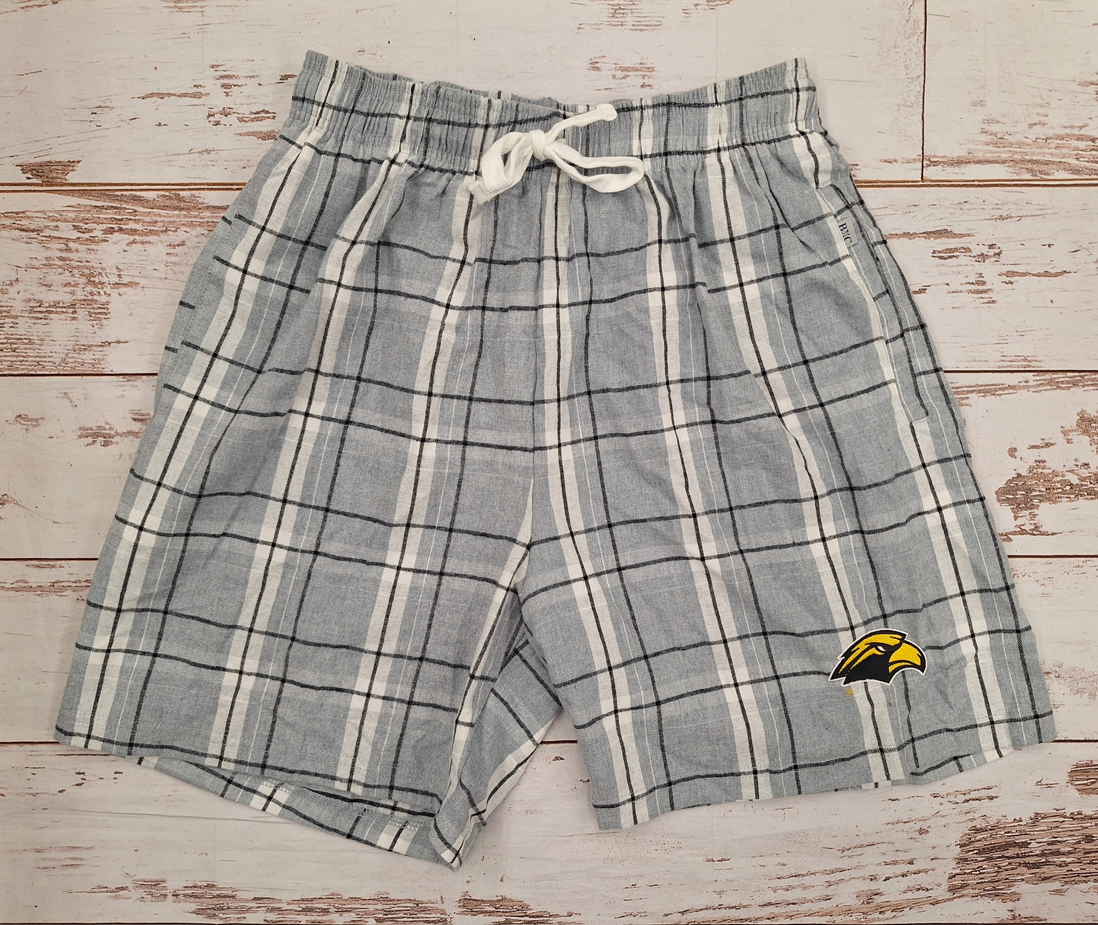 Oversized Plaid Flannel Short with Eagle Head