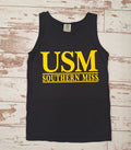 Women’s USM Bars Tank Top with Gold Southern Miss