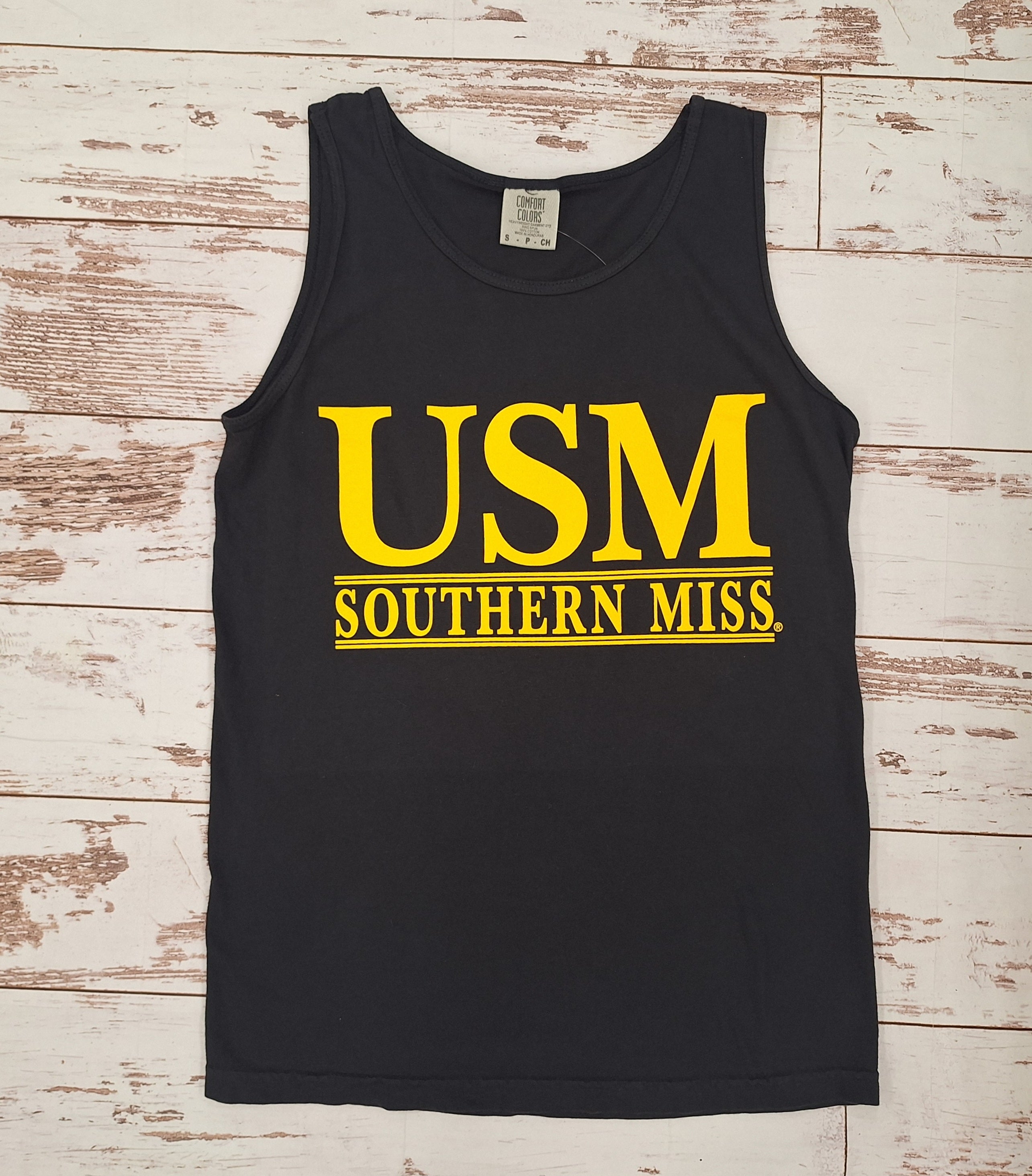 Women’s USM Bars Tank Top with Gold Southern Miss