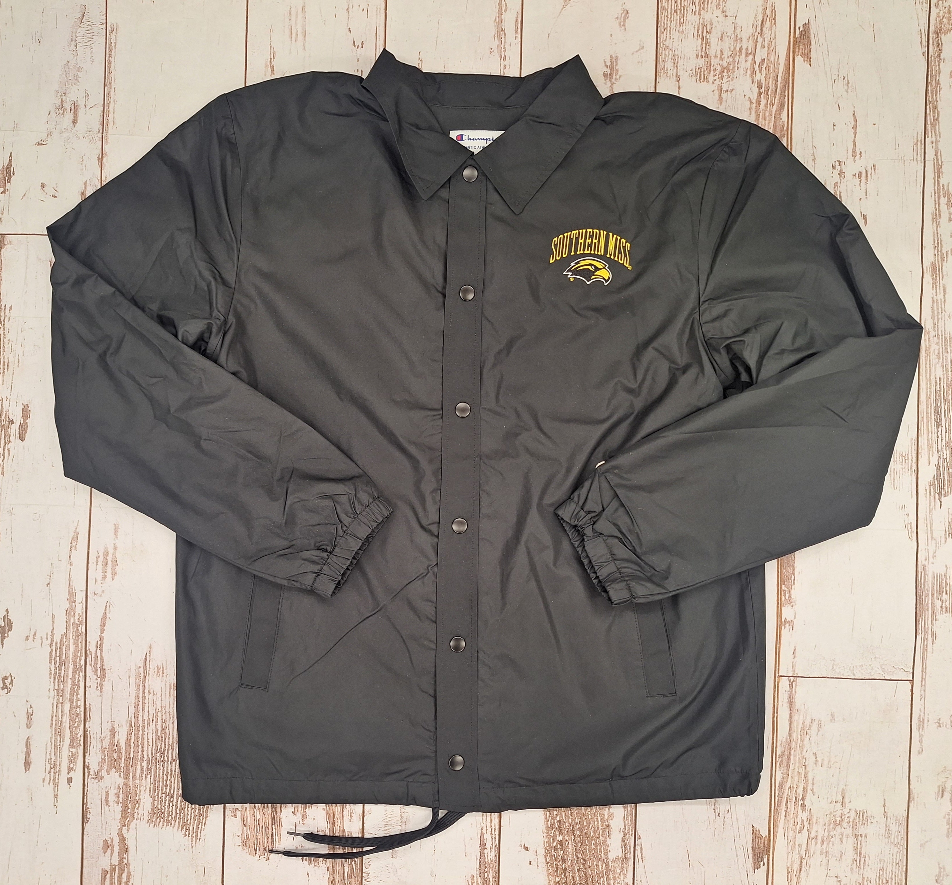 Men's Coaches Button Up Jacket with Southern Miss Arch Eagle Head