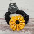 Infant Elastic Crochet Headband with Polka-Dot Flower Bow