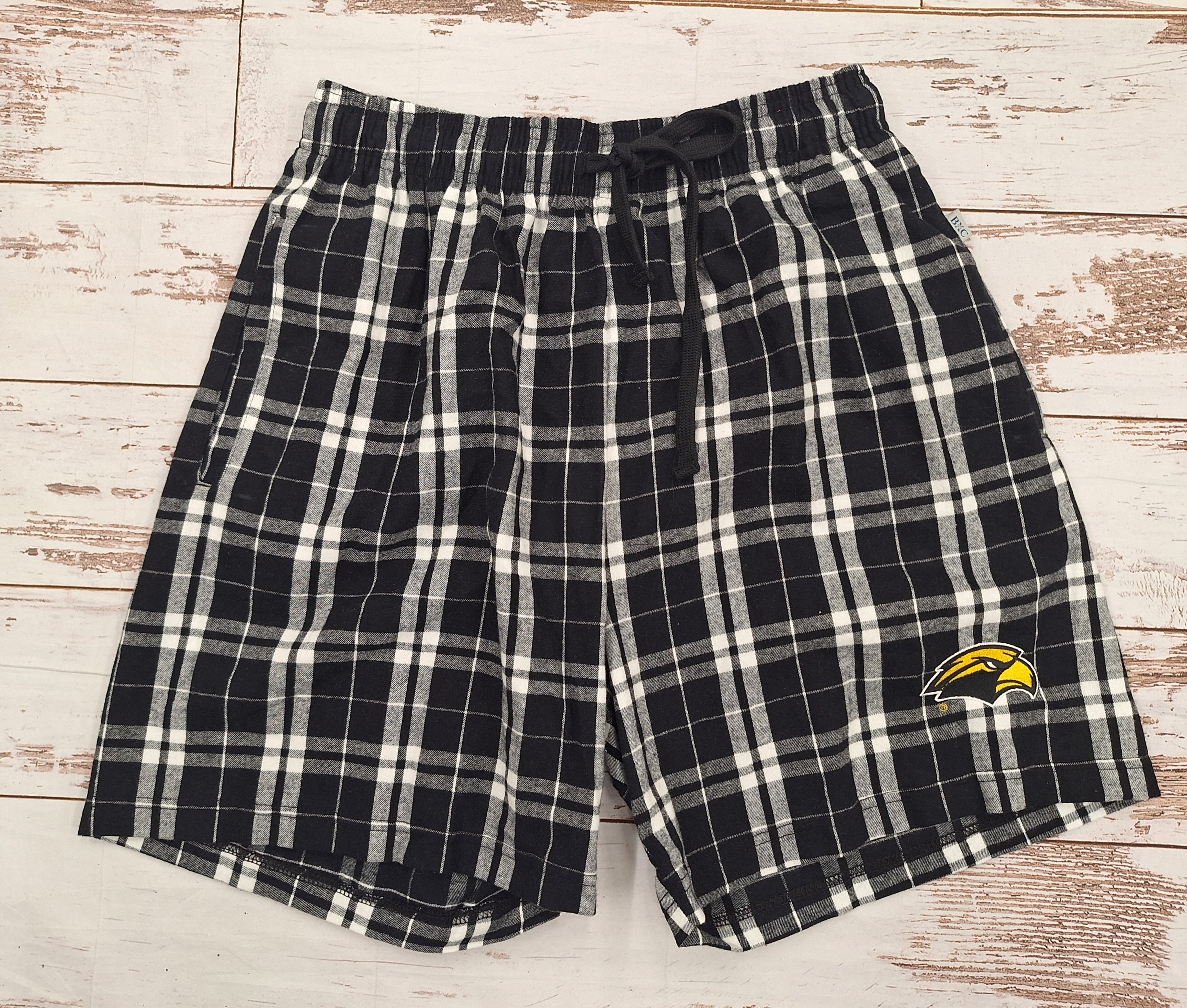 Oversized Plaid Flannel Short with Eagle Head