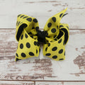 Gold Hair Bow with Big Dot Ribon and Black Knot
