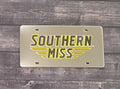 Auto License Plate Southern Miss Bars Black Gold Mirror On Silver Mirror BackgRound